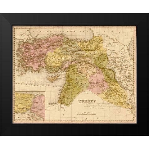 Turkey 1844 Black Modern Wood Framed Art Print by Vintage Maps