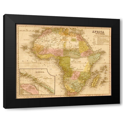 Africa 1844 Black Modern Wood Framed Art Print by Vintage Maps