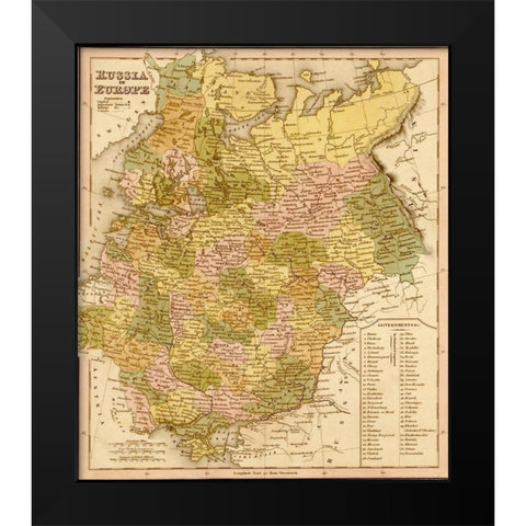 European Russia 1844 Black Modern Wood Framed Art Print by Vintage Maps