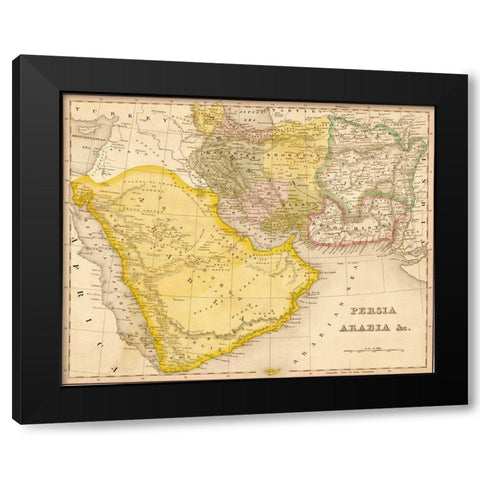 Persia and Arabia 1844 Black Modern Wood Framed Art Print by Vintage Maps