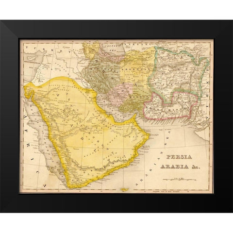 Persia and Arabia 1844 Black Modern Wood Framed Art Print by Vintage Maps