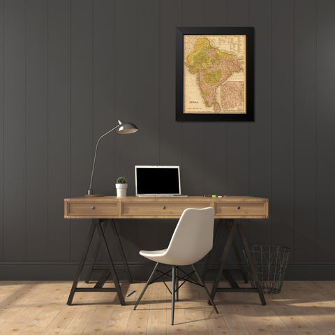 India 1844 Black Modern Wood Framed Art Print by Vintage Maps