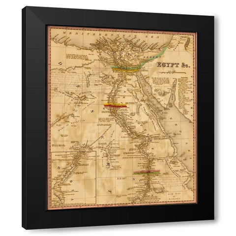 Egypt 1844 Black Modern Wood Framed Art Print by Vintage Maps