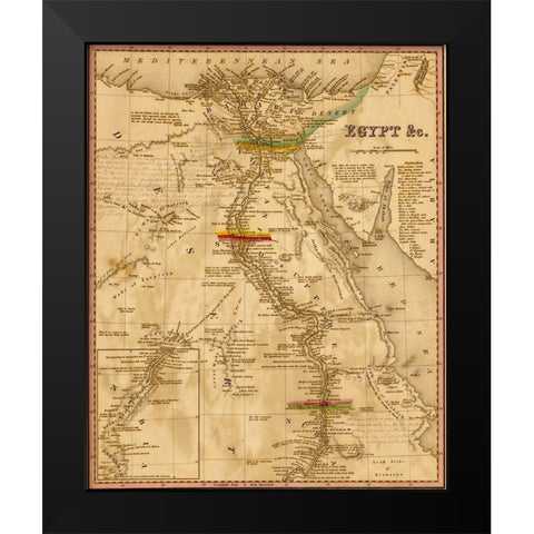 Egypt 1844 Black Modern Wood Framed Art Print by Vintage Maps