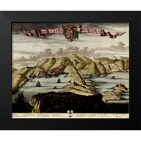 Nice on the Mediterranean 1700 Black Modern Wood Framed Art Print by Vintage Maps