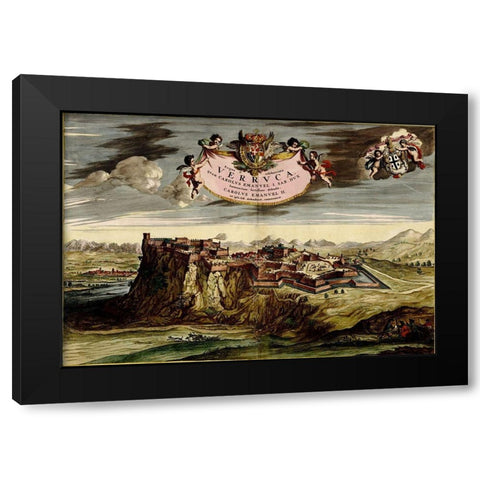 Verucca 1700 Black Modern Wood Framed Art Print by Vintage Maps