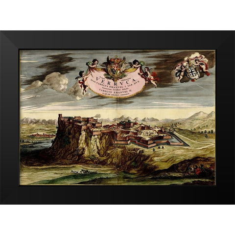 Verucca 1700 Black Modern Wood Framed Art Print by Vintage Maps