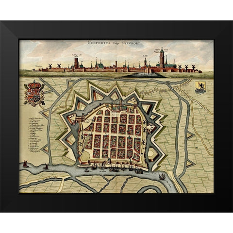 Vauban Defenses on the Narva Estonia 1700 Black Modern Wood Framed Art Print by Vintage Maps