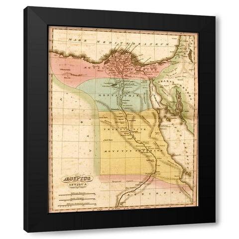 Ancient Egypt Black Modern Wood Framed Art Print by Vintage Maps