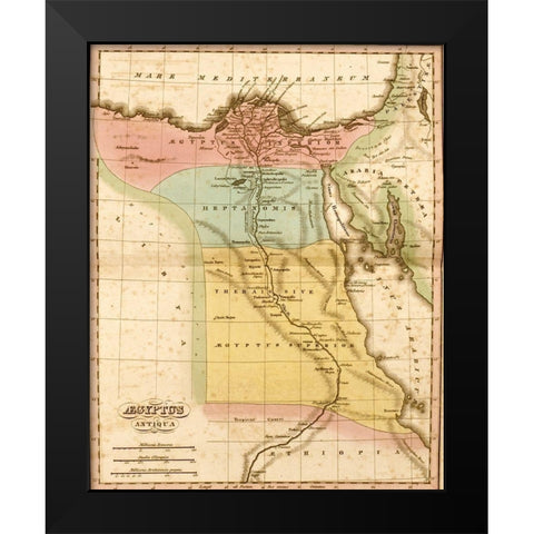 Ancient Egypt Black Modern Wood Framed Art Print by Vintage Maps