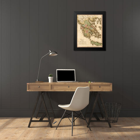 Ancient Greece Black Modern Wood Framed Art Print by Vintage Maps