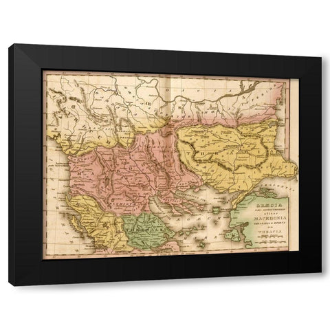 Ancient Greece Macedonia and Thrace Black Modern Wood Framed Art Print by Vintage Maps