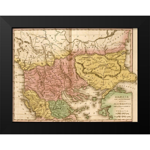 Ancient Greece Macedonia and Thrace Black Modern Wood Framed Art Print by Vintage Maps