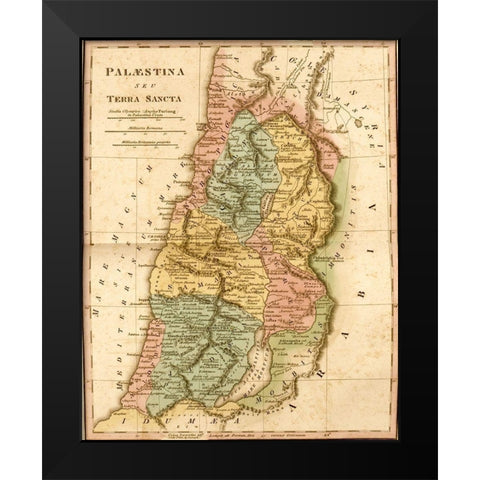 Holy Land of Palestine Black Modern Wood Framed Art Print by Vintage Maps