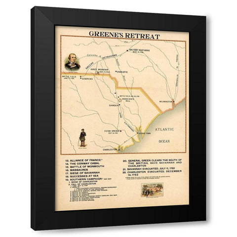 Greenes Retreat Black Modern Wood Framed Art Print by Vintage Maps