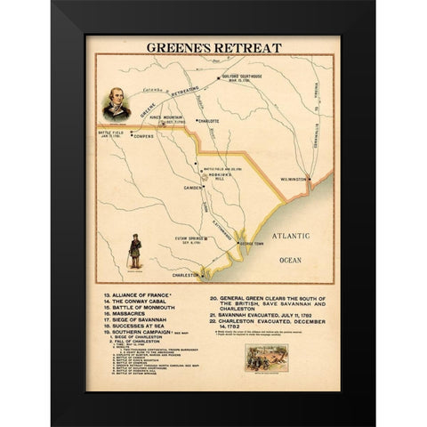 Greenes Retreat Black Modern Wood Framed Art Print by Vintage Maps