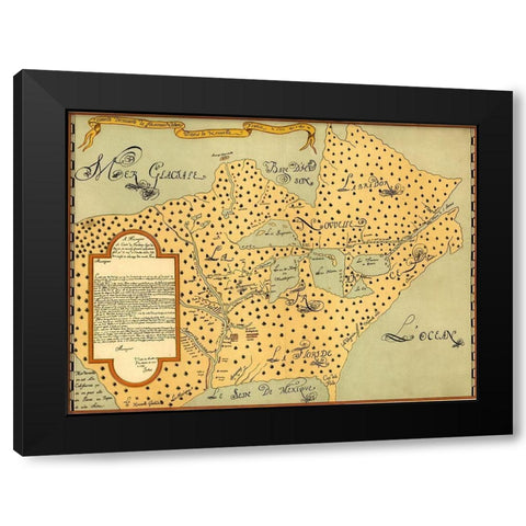 New France 1673 Black Modern Wood Framed Art Print by Vintage Maps