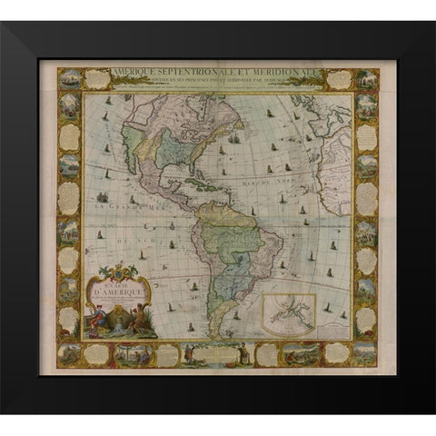 Map of America 1781 Black Modern Wood Framed Art Print by Vintage Maps