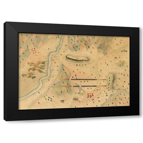 Mexican War Battle Map 1848 Black Modern Wood Framed Art Print by Vintage Maps
