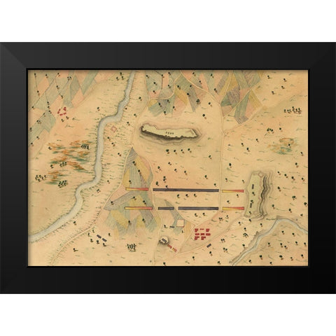 Mexican War Battle Map 1848 Black Modern Wood Framed Art Print by Vintage Maps