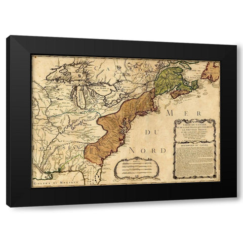 Canada to Louisiana-Eastern USA 1756 Black Modern Wood Framed Art Print with Double Matting by Vintage Maps