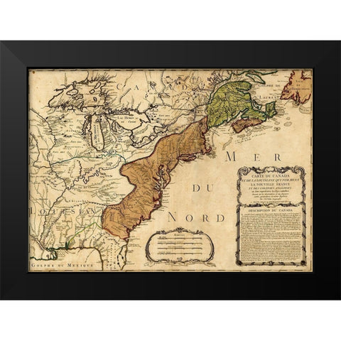 Canada to Louisiana-Eastern USA 1756 Black Modern Wood Framed Art Print by Vintage Maps