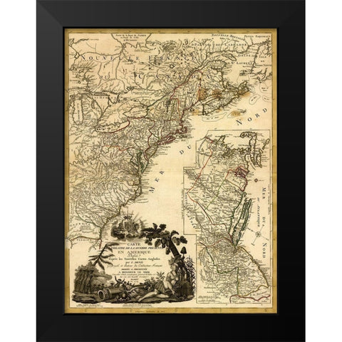Theatre of War 1779 Black Modern Wood Framed Art Print by Vintage Maps