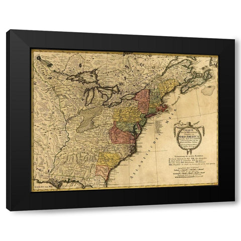 Eighteenth Century Map of the United States 1784 Black Modern Wood Framed Art Print with Double Matting by Vintage Maps
