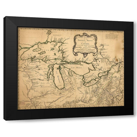 Great Lakes Region During French Settlement Period 1755 Black Modern Wood Framed Art Print with Double Matting by Vintage Maps