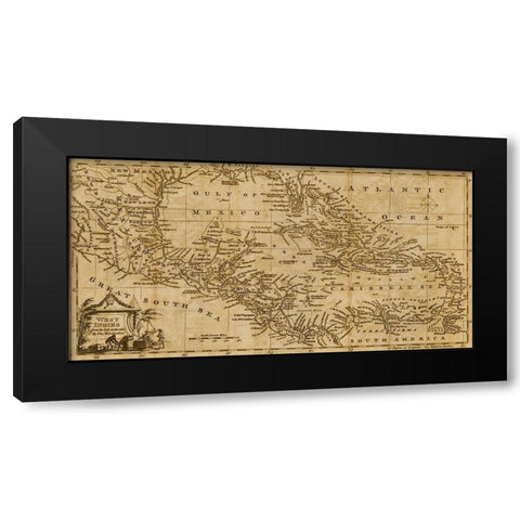 West Indies 1782 Black Modern Wood Framed Art Print with Double Matting by Vintage Maps