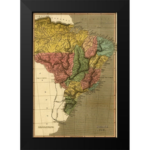 Brazil 1822 Black Modern Wood Framed Art Print by Vintage Maps