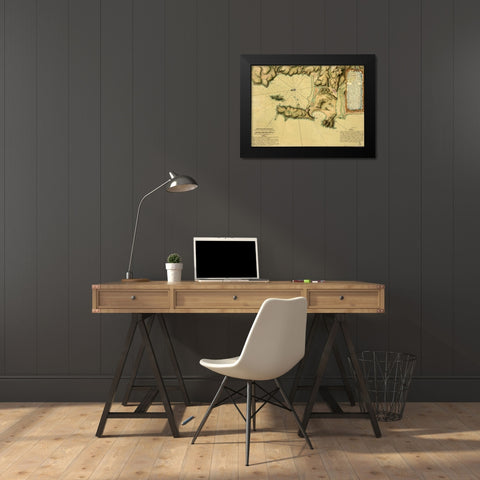 Topographic Map of Concepcion Bay Chile 1782 Black Modern Wood Framed Art Print by Vintage Maps