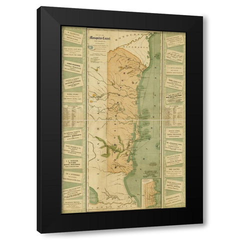 Mosquito Coast of Nicaragua Black Modern Wood Framed Art Print with Double Matting by Vintage Maps