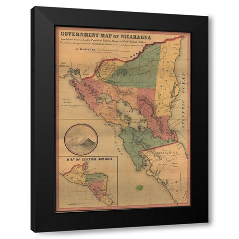 Nicaragua Black Modern Wood Framed Art Print by Vintage Maps
