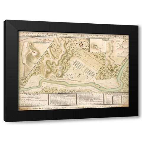 Guantanamo Bay 1741 Black Modern Wood Framed Art Print with Double Matting by Vintage Maps