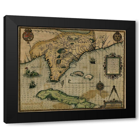 Cuba 1588 Black Modern Wood Framed Art Print by Vintage Maps