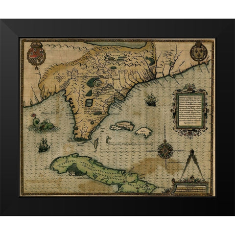 Cuba 1588 Black Modern Wood Framed Art Print by Vintage Maps