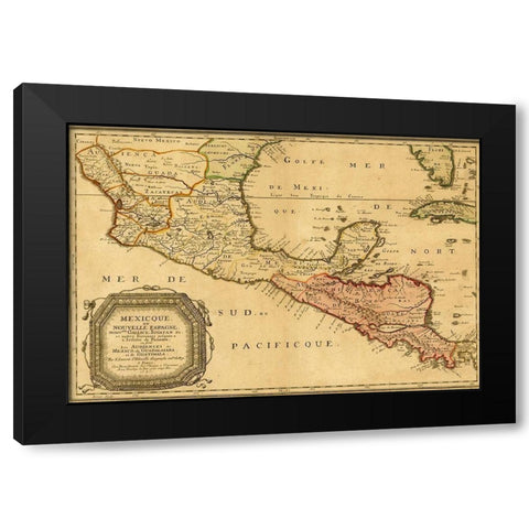 Mexico New Spain 1656 Black Modern Wood Framed Art Print by Vintage Maps
