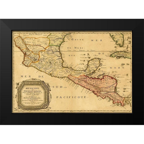 Mexico New Spain 1656 Black Modern Wood Framed Art Print by Vintage Maps