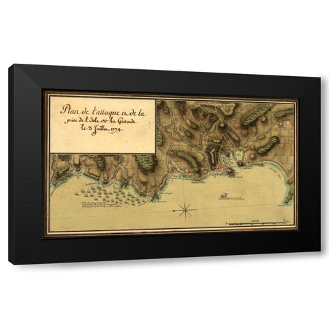 Point Royal-Jamaica New Granada Black Modern Wood Framed Art Print with Double Matting by Vintage Maps