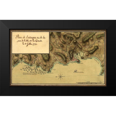 Point Royal-Jamaica New Granada Black Modern Wood Framed Art Print by Vintage Maps