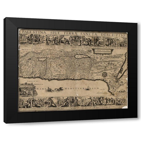 Holyland Land Palestine 1650 Black Modern Wood Framed Art Print with Double Matting by Vintage Maps