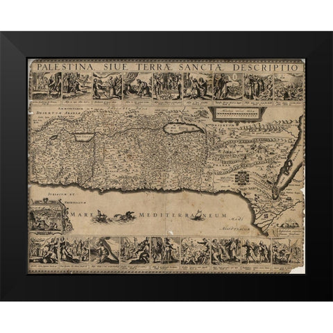 Holyland Land Palestine 1650 Black Modern Wood Framed Art Print by Vintage Maps