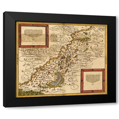 Holy Land and the Twelve Tribes Black Modern Wood Framed Art Print with Double Matting by Vintage Maps