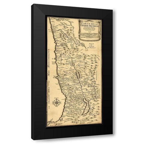 Map of the Promised Land Black Modern Wood Framed Art Print with Double Matting by Vintage Maps