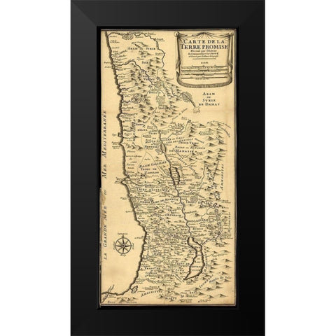 Map of the Promised Land Black Modern Wood Framed Art Print by Vintage Maps
