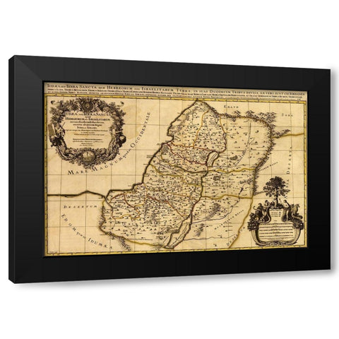 Israel Land of the Hebrew and Jews Black Modern Wood Framed Art Print with Double Matting by Vintage Maps