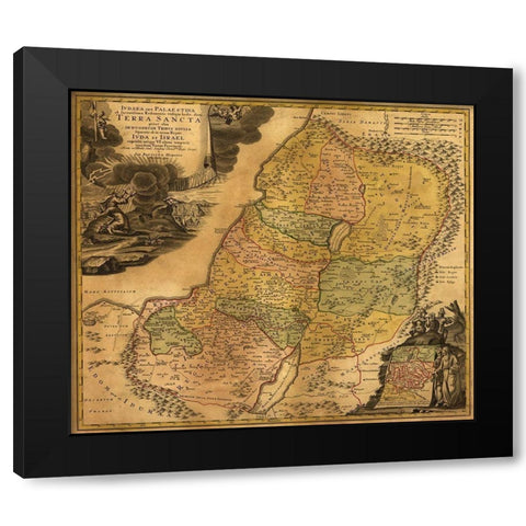 Judea and Palestine Ancient Black Modern Wood Framed Art Print by Vintage Maps