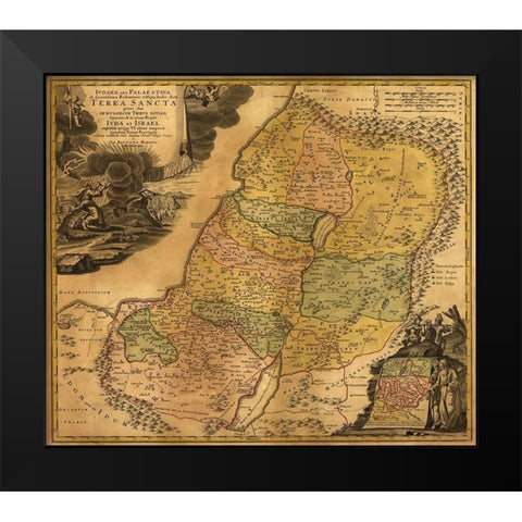 Judea and Palestine Ancient Black Modern Wood Framed Art Print by Vintage Maps