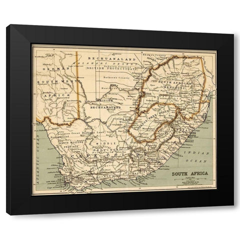 South Africa 1899 Black Modern Wood Framed Art Print by Vintage Maps